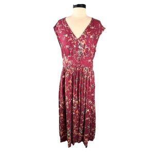 Roxy Burgundy Floral Midi Dress